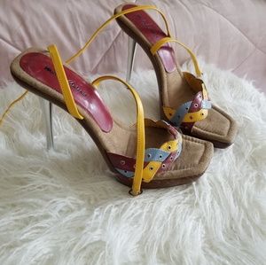 MICHAEL ANTONIO WOOD SANDAL PLATFORM METAL HEELS